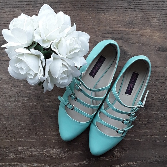 Mojo Moxy Shoes - Mojo Moxy Mint Green Strappy Pinty Leather Flats
